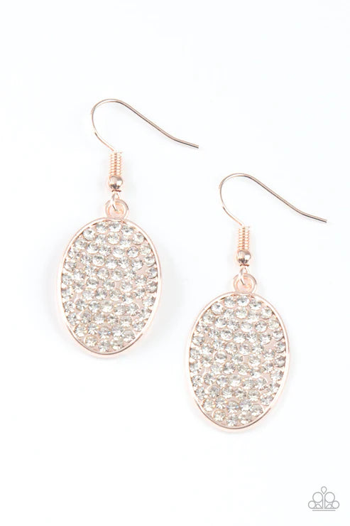Paparazzi - All Dazzle - Rose Gold Earrings
