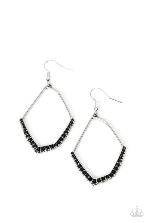 Paparazzi - Bent on Success - Black Earrings