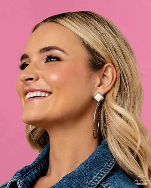 Paparazzi - Canyon Circlet - White Earrings