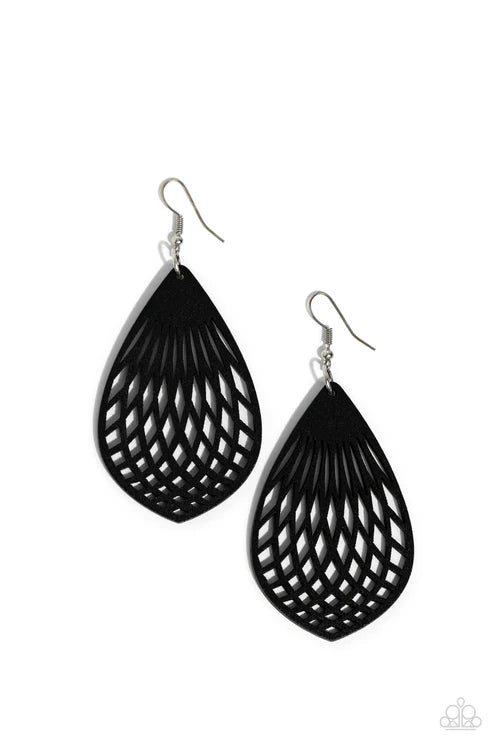 Paparazzi - Caribbean Coral - Black Earrings