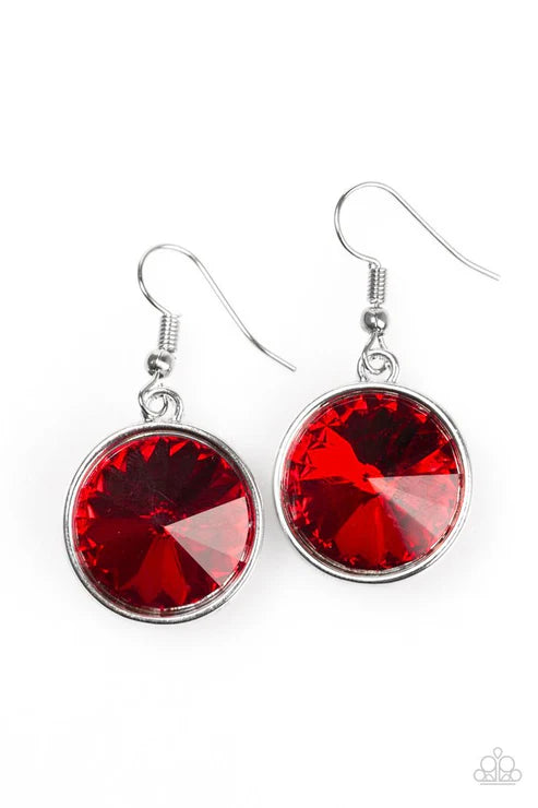 Paparazzi - Classy and Glassy - Red Earrings