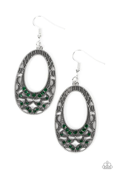 Paparazzi - Colorfully Moon Child - Green Earrings