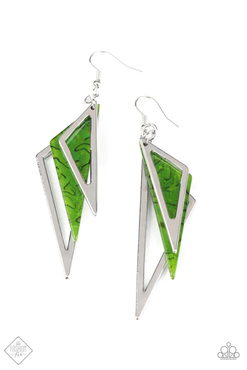 Paparazzi - Evolutionary Edge - Green Earrings