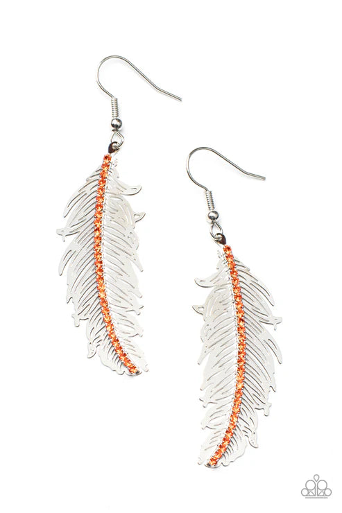 Paparazzi - Fearless Flock - Orange Earrings