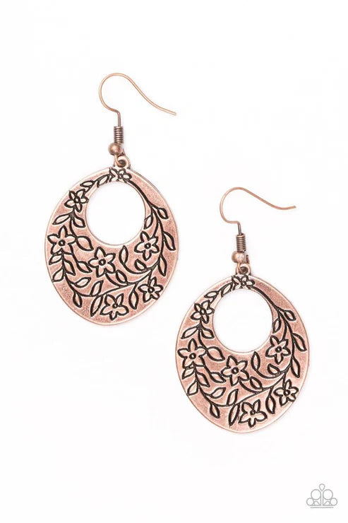 Paparazzi - Flirting With Florals - Copper Earrings