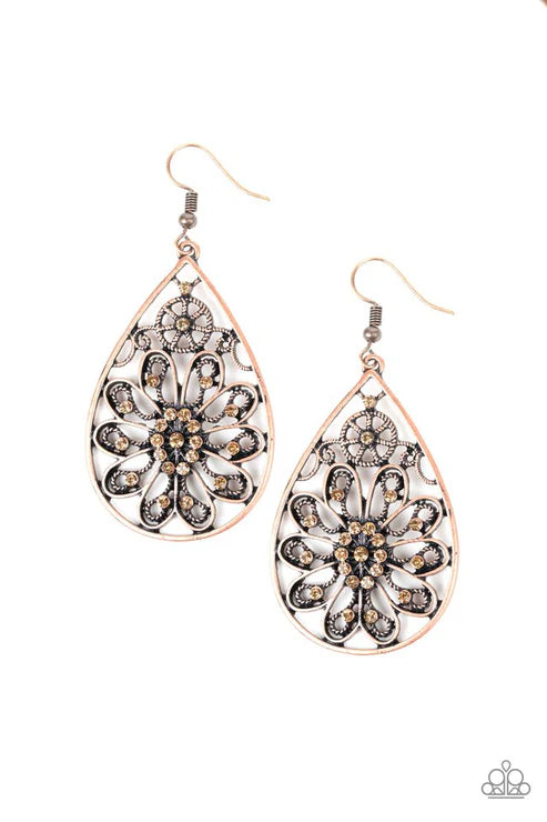 Paparazzi - Flowering Finery - Copper Earrings