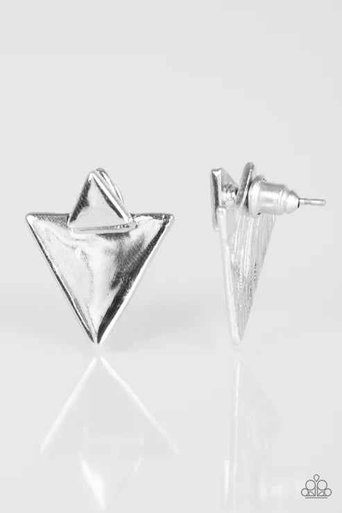 Paparazzi - Get Into the SPEAR-it - Silver Earrings
