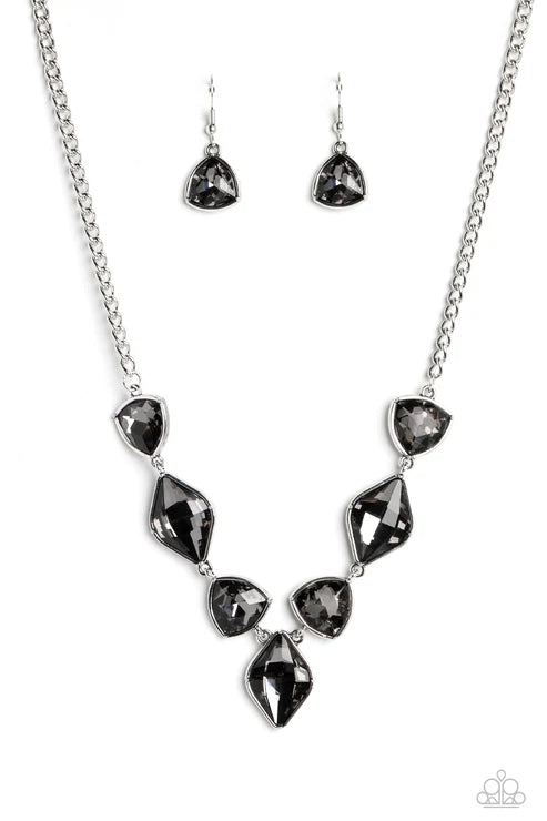 Paparazzi - Glittering Geometrics - Silver Necklace