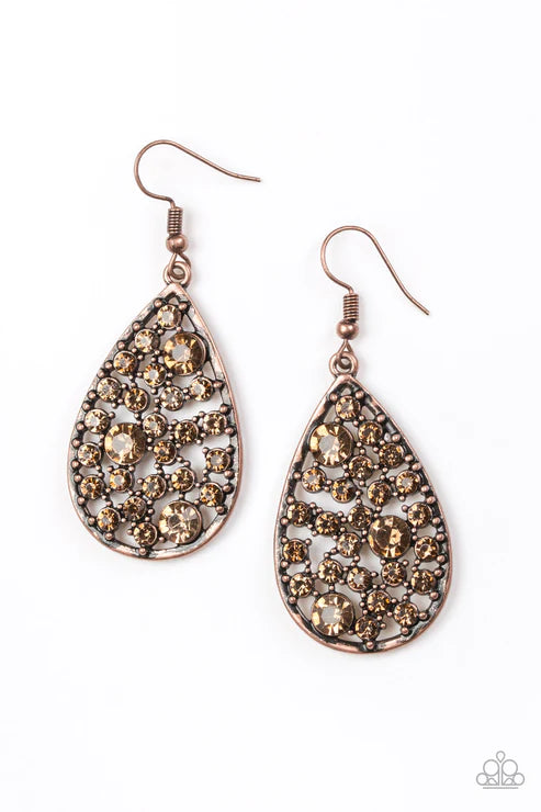 Paparazzi - Glow With The Flow - Copper Earrings