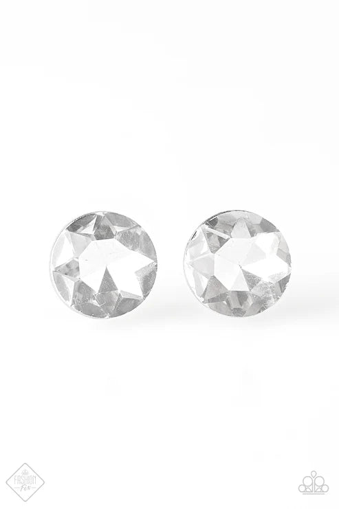 Paparazzi - Glowing, Glowing, Gone! - White Earrings