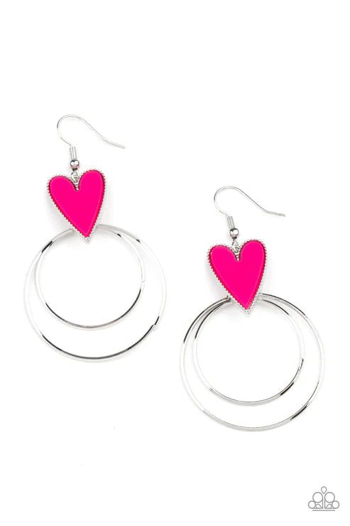 Paparazzi - Happily Ever Hearts - Pink Earrings