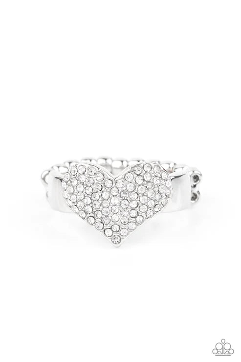 Paparazzi - Heart of Bling - White Ring