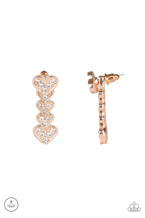 Paparazzi - Heartthrob Twinkle - Rose Gold Earrings