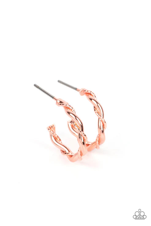 Paparazzi - Irresistibly Intertwined - Copper Earrings