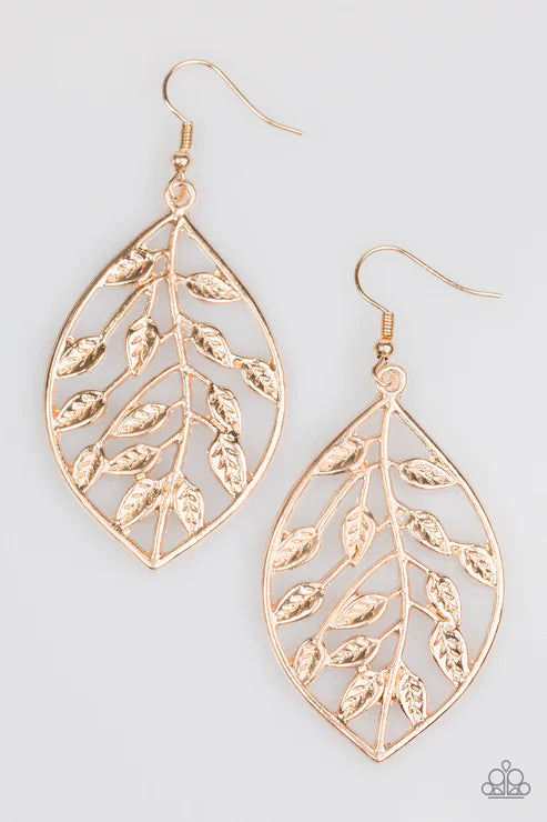 Paparazzi - Lay It On The Vine - Rose Gold Earrings