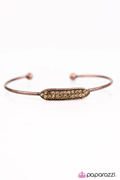 Paparazzi - Leave A Little Sparkle - Copper Bracelet