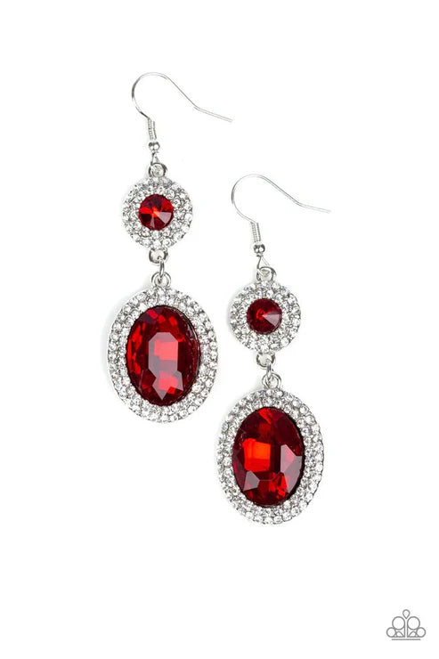 Paparazzi - Let It BEDAZZLE - Red Earrings