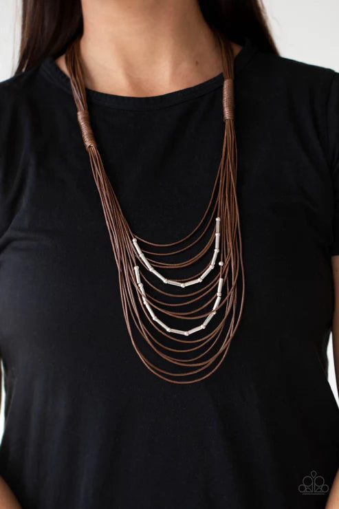 Paparazzi - Nice CORD-ination - Brown Necklace