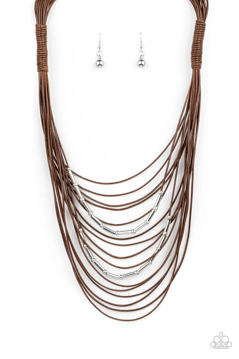 Paparazzi - Nice CORD-ination - Brown Necklace