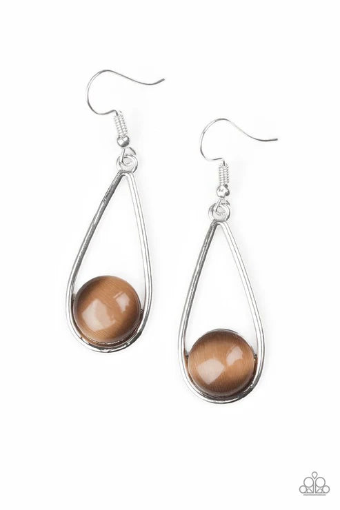 Paparazzi - Over The Moon - Brown Earrings