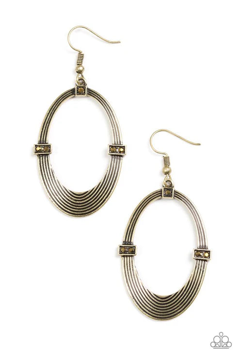 Paparazzi - Radiantly Rural - Brass Earrings