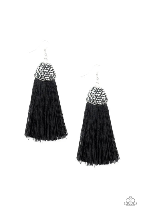 Paparazzi - Razzle Riot - Black Earrings