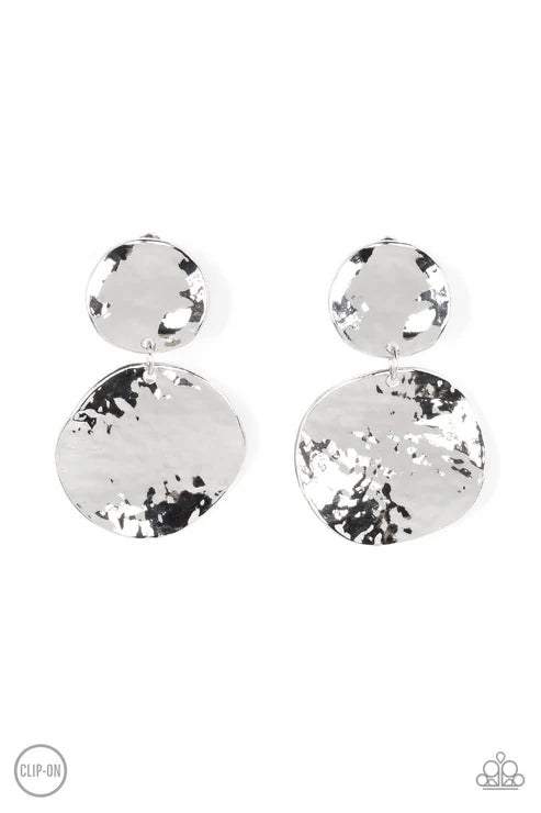 Paparazzi - Rush Hour - Silver Earrings