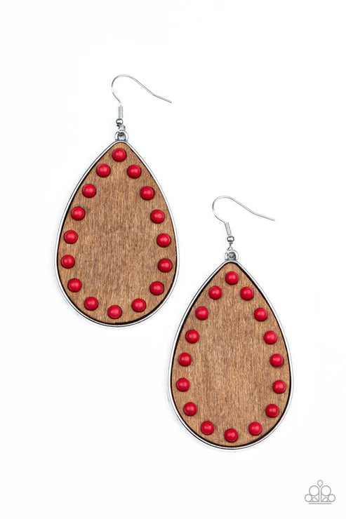 Paparazzi - Rustic Refuge - Red Earrings