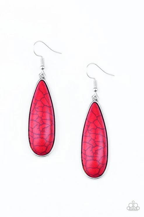 Paparazzi - Santa Fe Skies - Red Earrings
