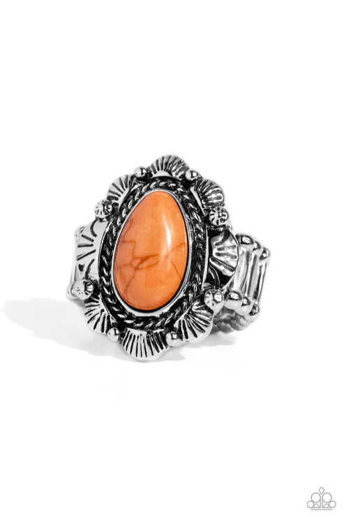 Paparazzi - SCALLOPED Stone - Orange Ring