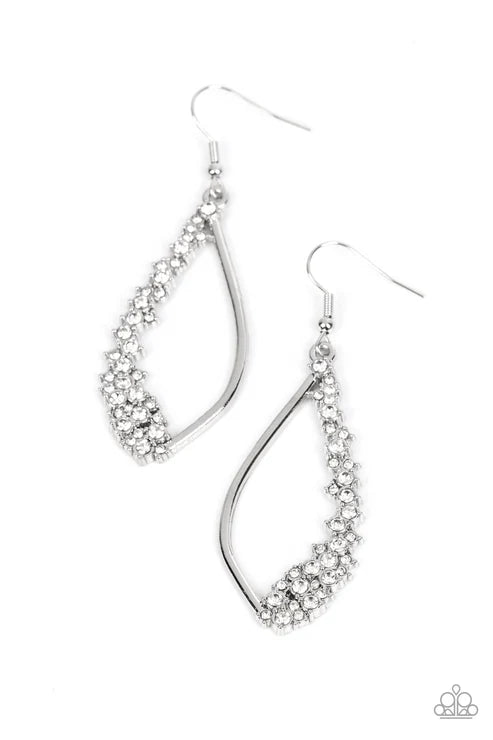 Paparazzi - Sparkly Side Effects - White Earrings