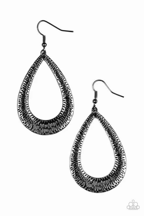 Paparazzi - Straight Up Shimmer - Black Earrings