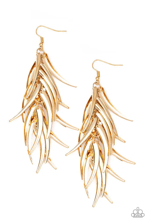 Paparazzi - Tasseled Talons - Gold Earrings