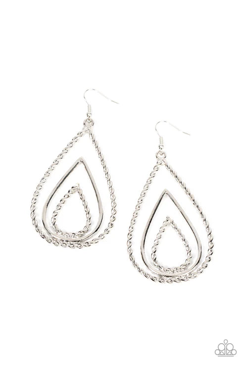 Paparazzi - Tastefully Twisty - Silver Earrings