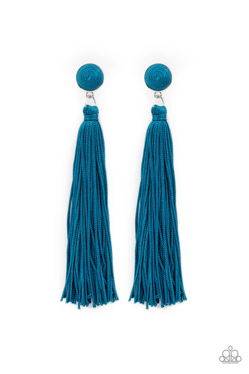 Paparazzi - Tightrope Tassel - Blue Earrings