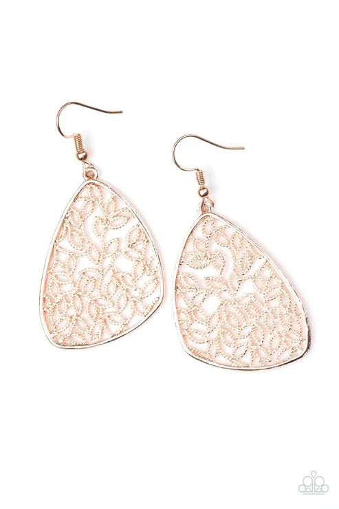 Paparazzi - Time to LEAF - Rose Gold Earrings