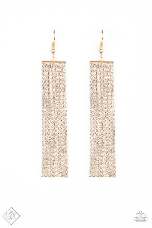 Paparazzi - Top-Down Shimmer - Gold Earrings