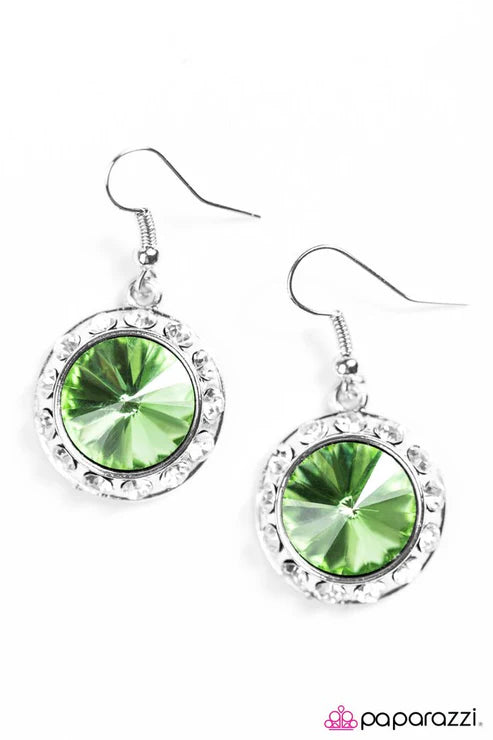 Paparazzi - Turn On The Sparkle - Green Earrings