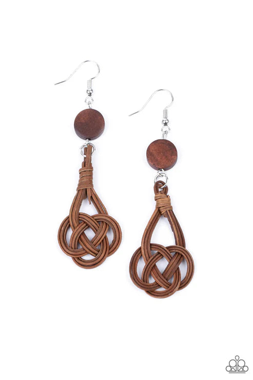 Paparazzi - Twisted Torrents - Brown Earrings