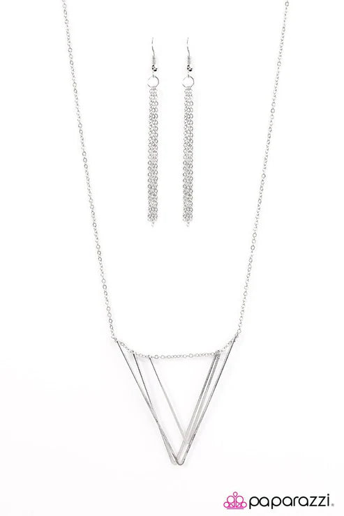 Paparazzi - V Right There! - Silver Necklace
