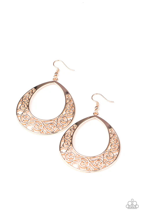 Paparazzi - Vineyard Venture - Rose Gold Earrings