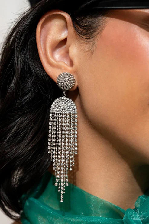 Paparazzi - A Toast To You - White Earrings