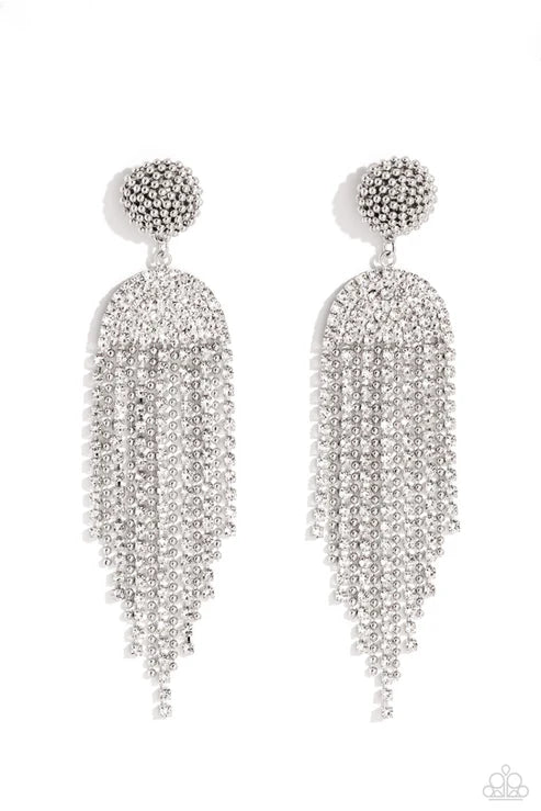 Paparazzi - A Toast To You - White Earrings