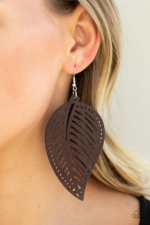 Paparazzi - Amazon Zen - Brown Earrings