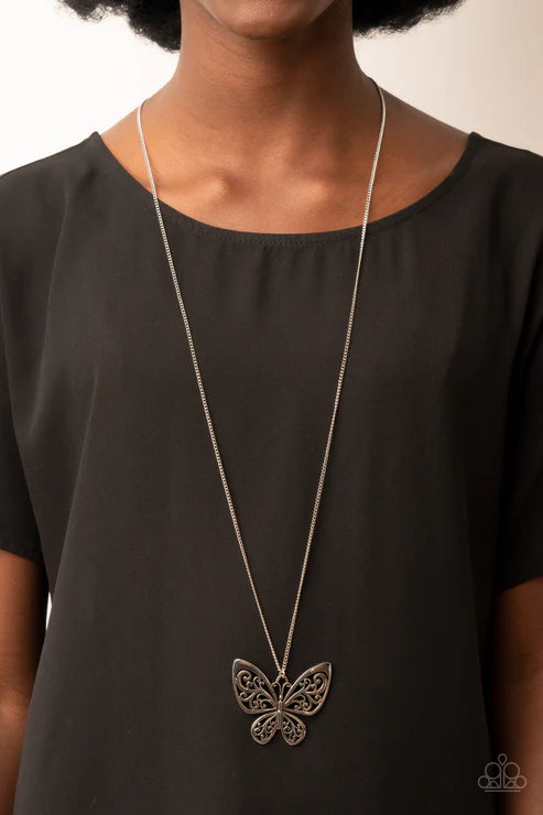 Paparazzi - Butterfly Boutique - Silver Necklace