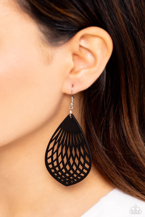 Paparazzi - Caribbean Coral - Black Earrings