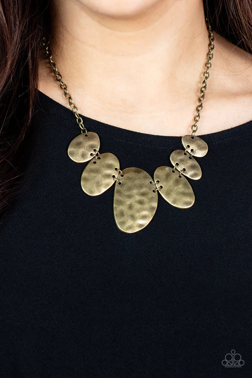 Paparazzi - Cave Crawl - Brass Necklace