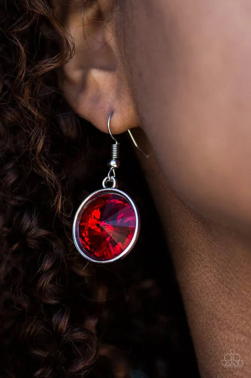 Paparazzi - Classy and Glassy - Red Earrings