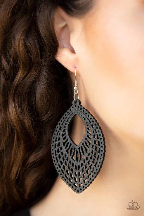 Paparazzi - Coachella Gardens - Black Earrings