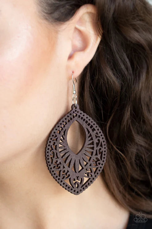 Paparazzi - Coachella Gardens - Brown Earrings